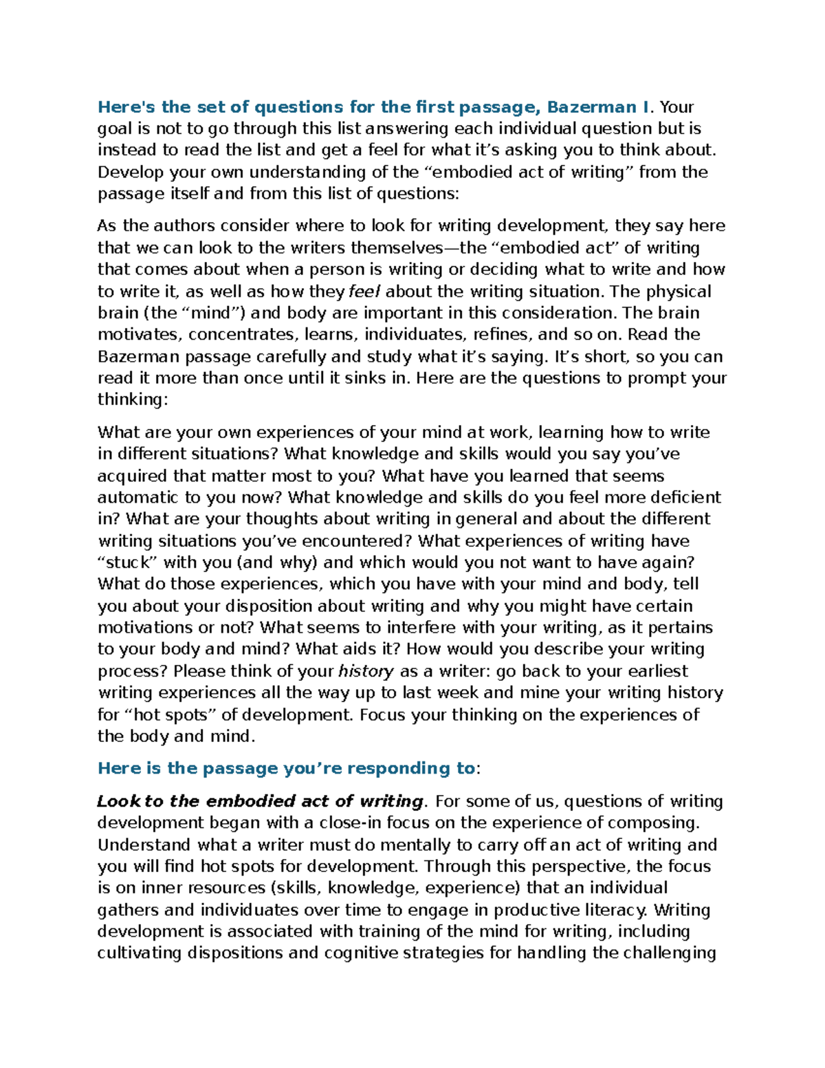 Writing Development: Exploring the Embodied Act of Writing (ENG 101 ...