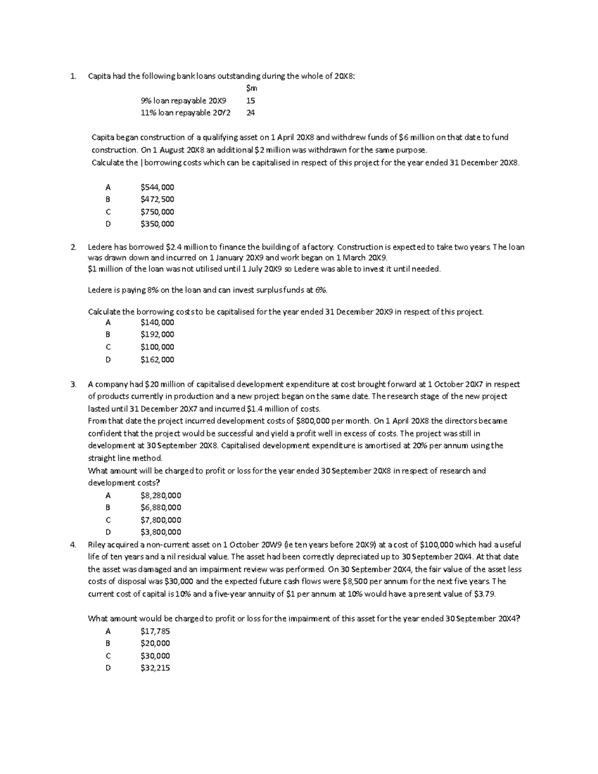FR Financial Reporting Mock Questions for 20X8-20Y2 - Studocu