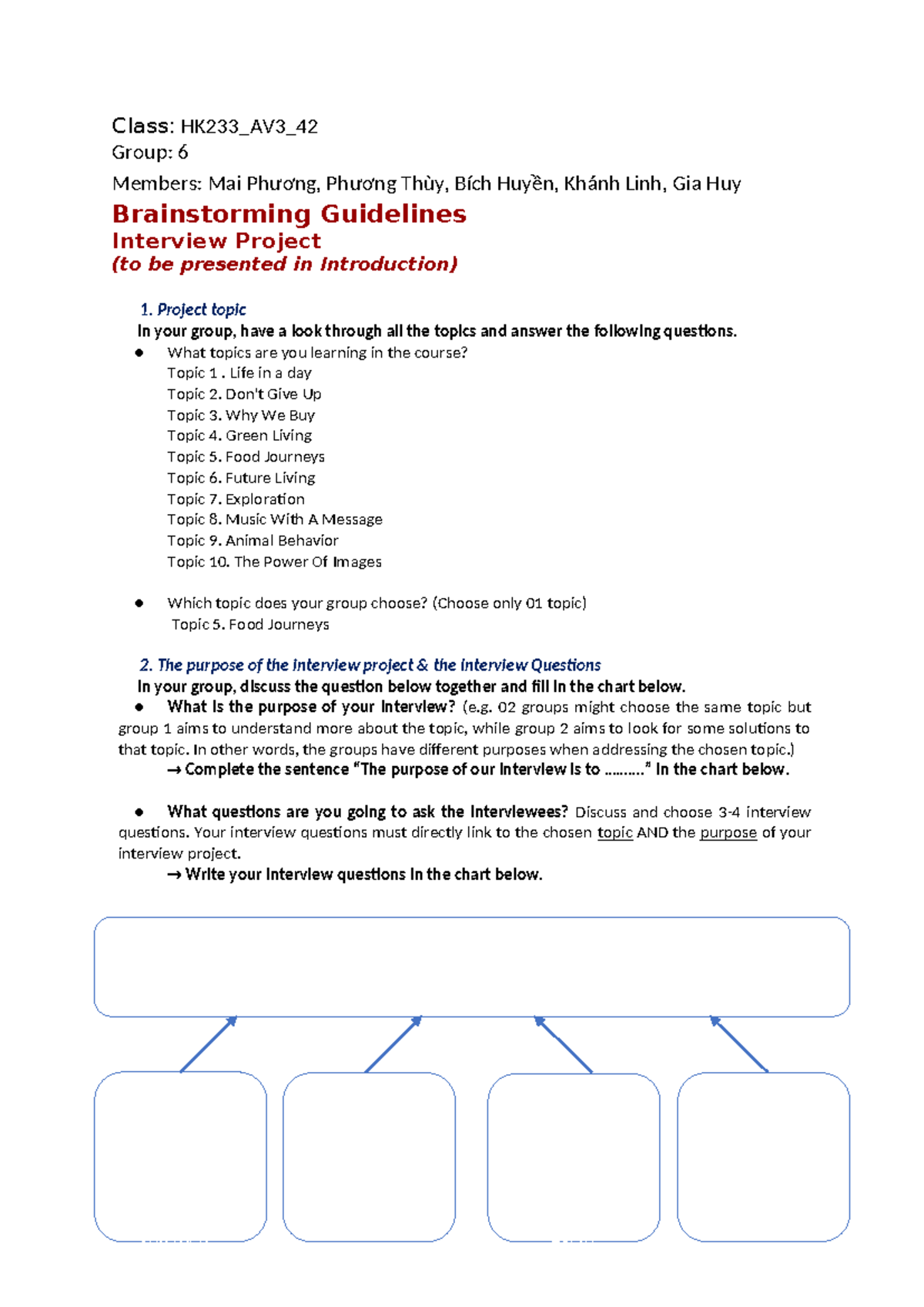 Brainstorming Guidelines for Interview Project: HK233_AV3_42 - Studocu