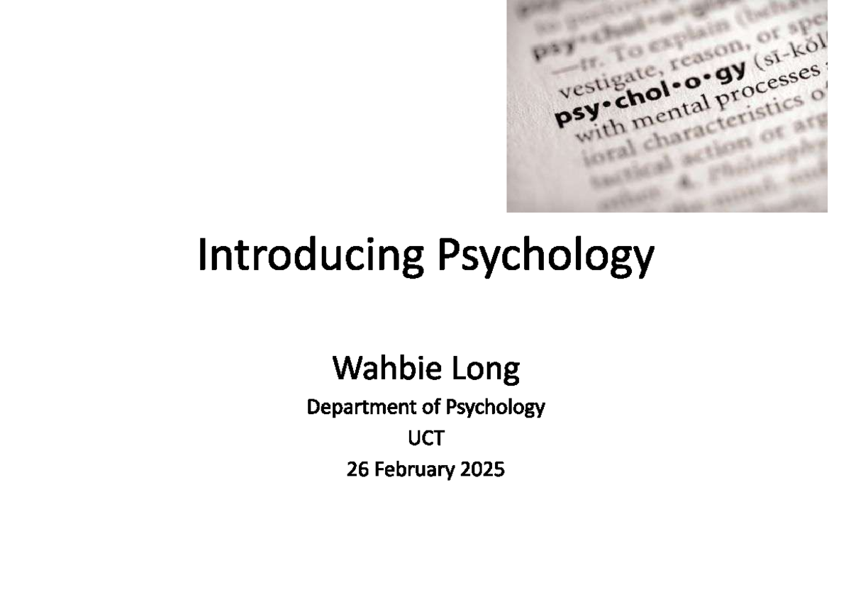 PSY101: Intro to Psychology - Chapter 1 Reading Notes & Insights - Studocu