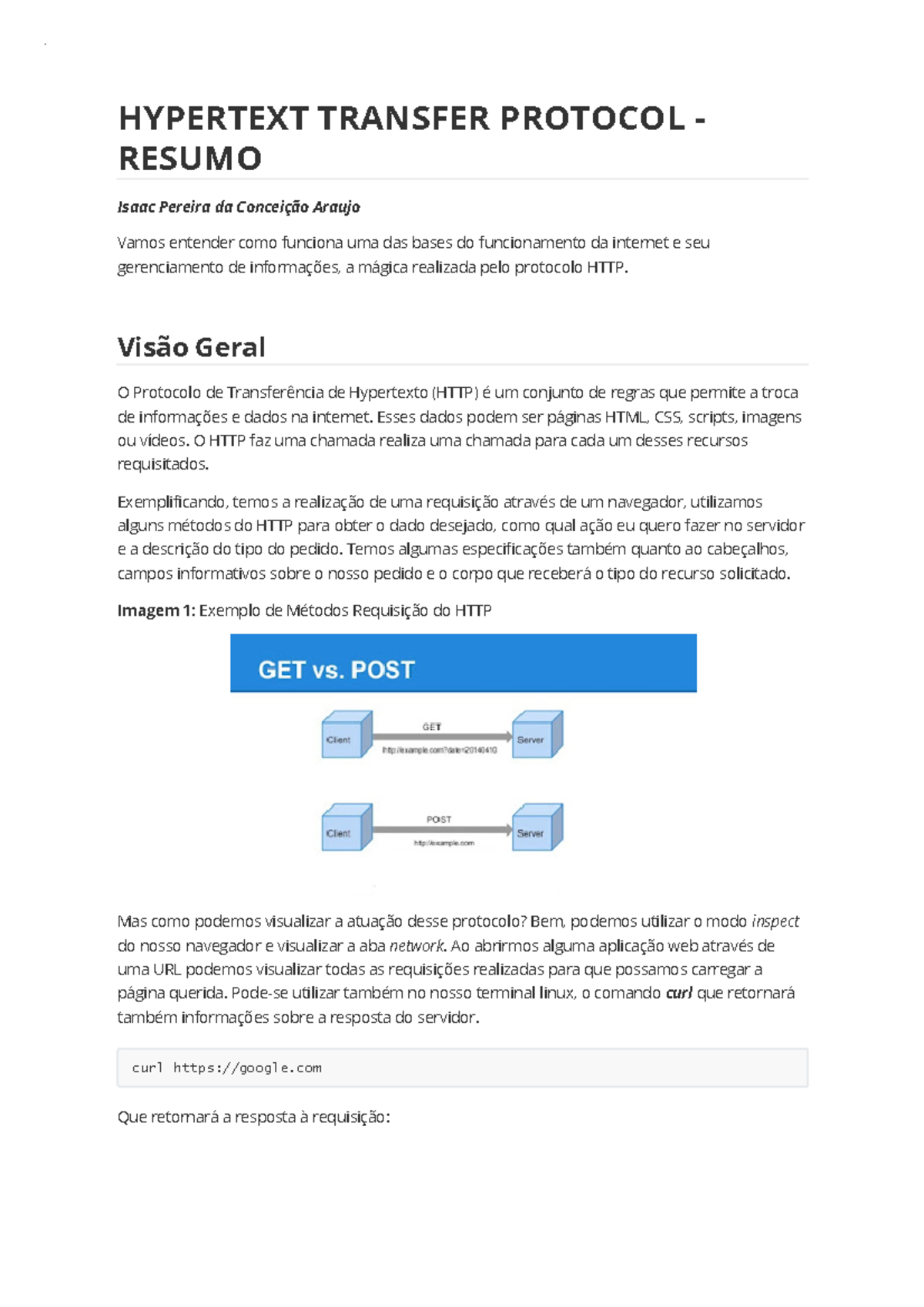 HTTP - Resumo - HYPERTEXT TRANSFER PROTOCOL - RESUMO ü Isaac Pereira da ...