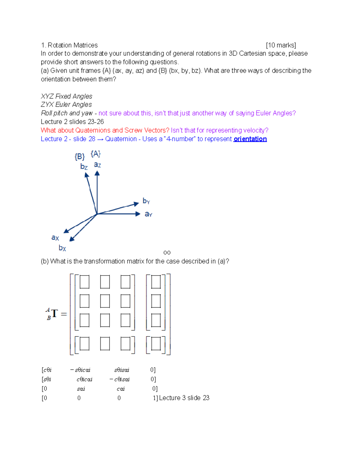 Practice Exam 2012: Advanced Control & Robotics Q&A Analysis - Studocu
