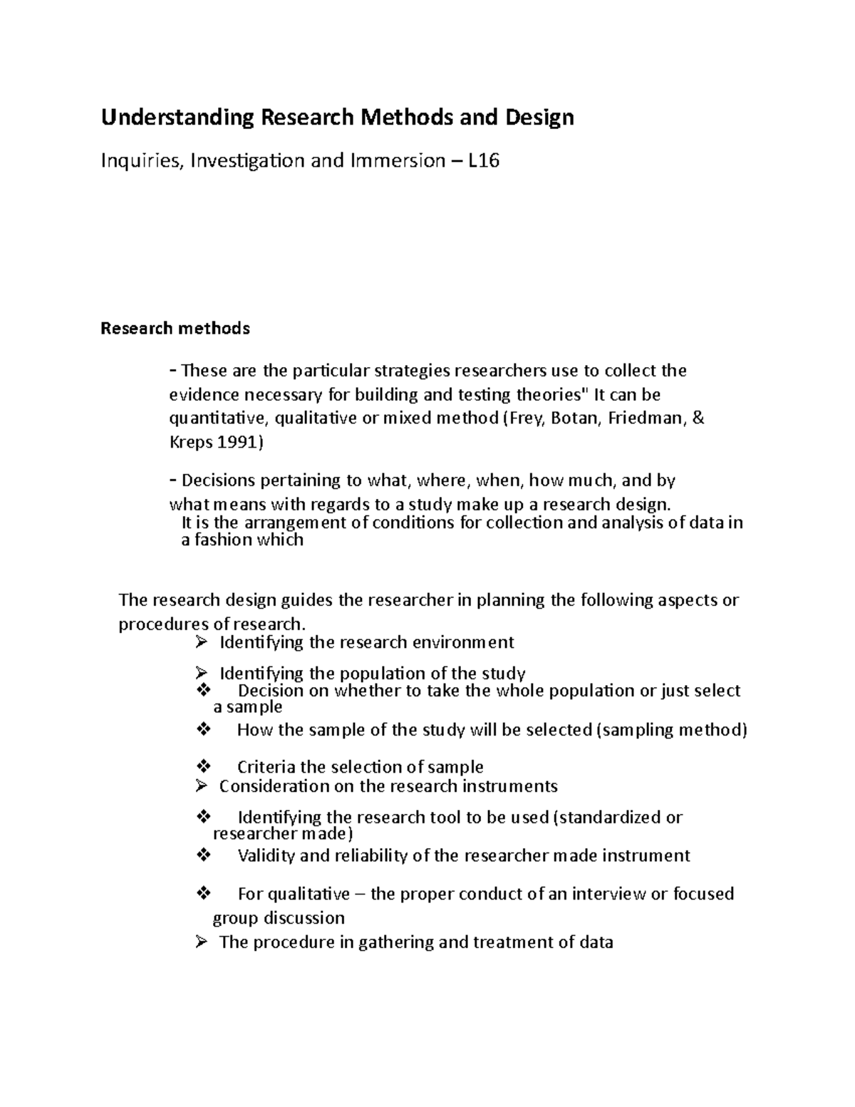 Immersion - 16 - Lecture notes - Understanding Research Methods and ...