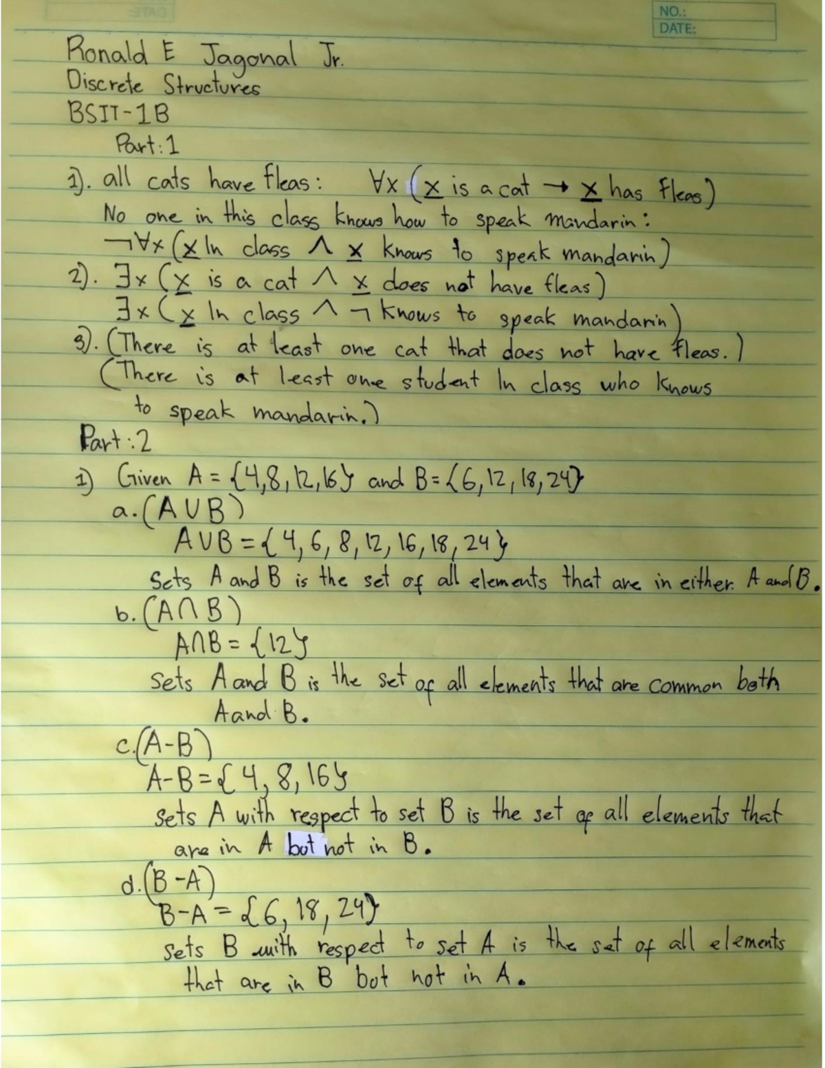 03 Task Performance 1 - Discrete 1 - Jagonal - Bachelor of Science in ...