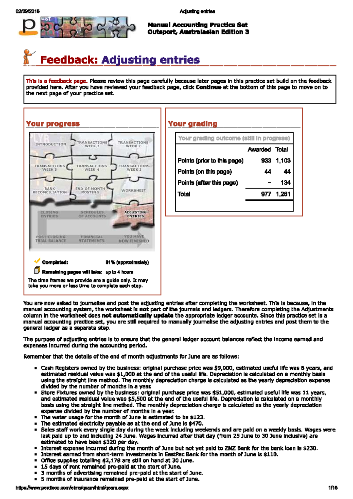 Week 9 Perdisco Adjusting Entries - Manual Accounting Practice Set ...