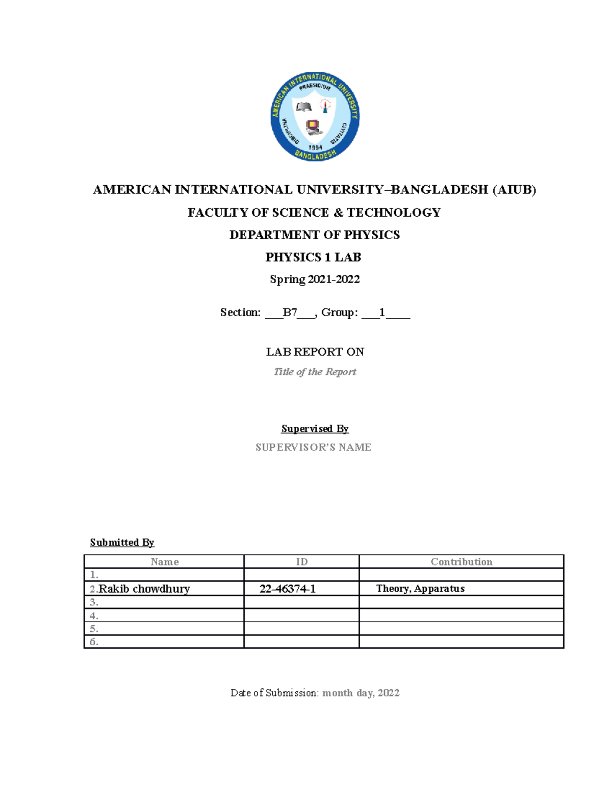 PHYS 1 Lab Report: Supervised Experiment on Simple Pendulum - Studocu
