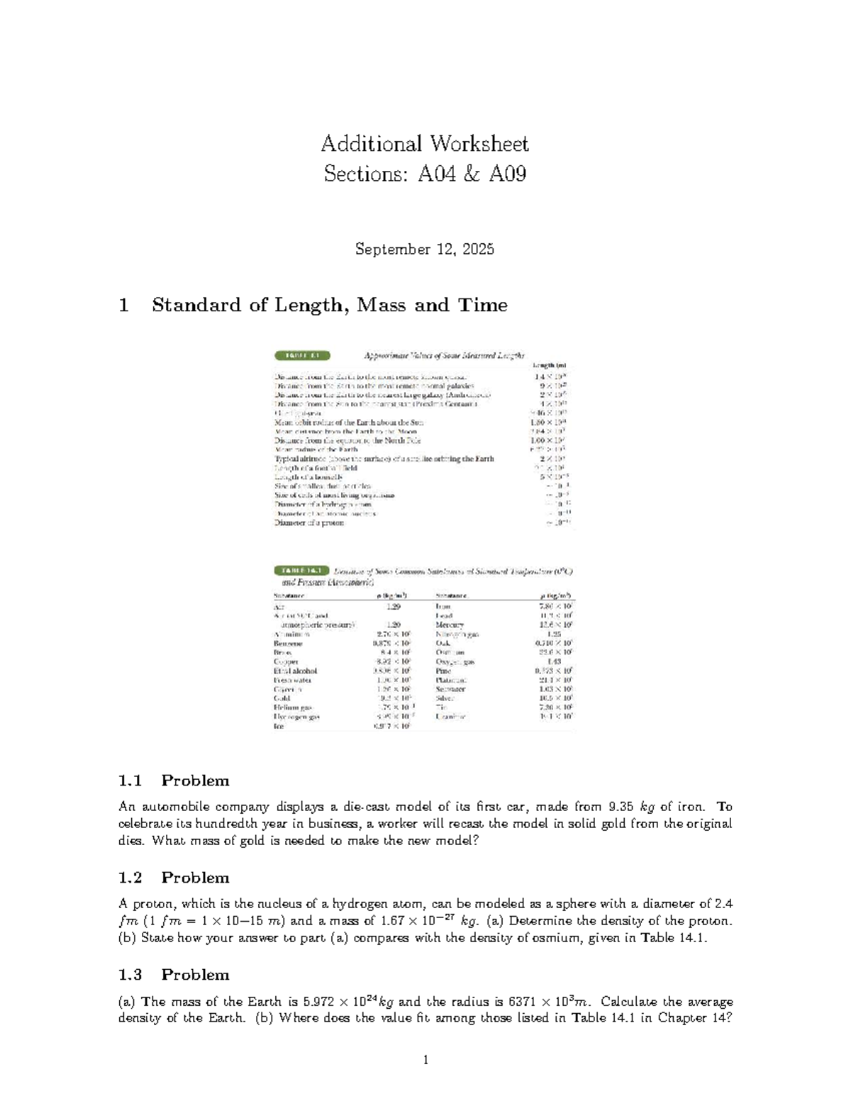 Additional Worksheet: Physics Problems A04 A09 - Studocu