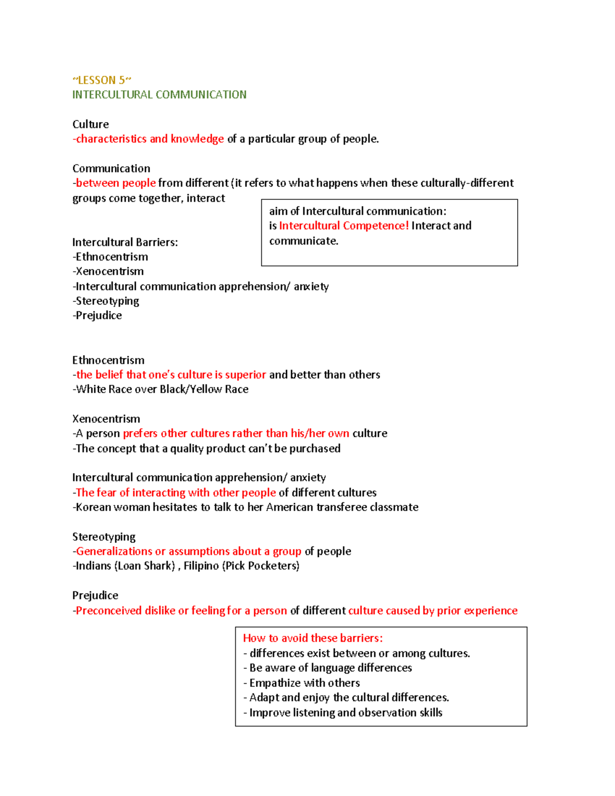 Oralcom 2 Lesson 5 & 6 Notes: Intercultural Communication & Speech ...