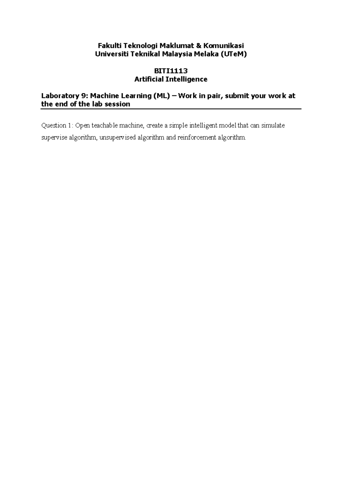 Lab 9 - Question - Programming Technique - Fakulti Teknologi Maklumat ...