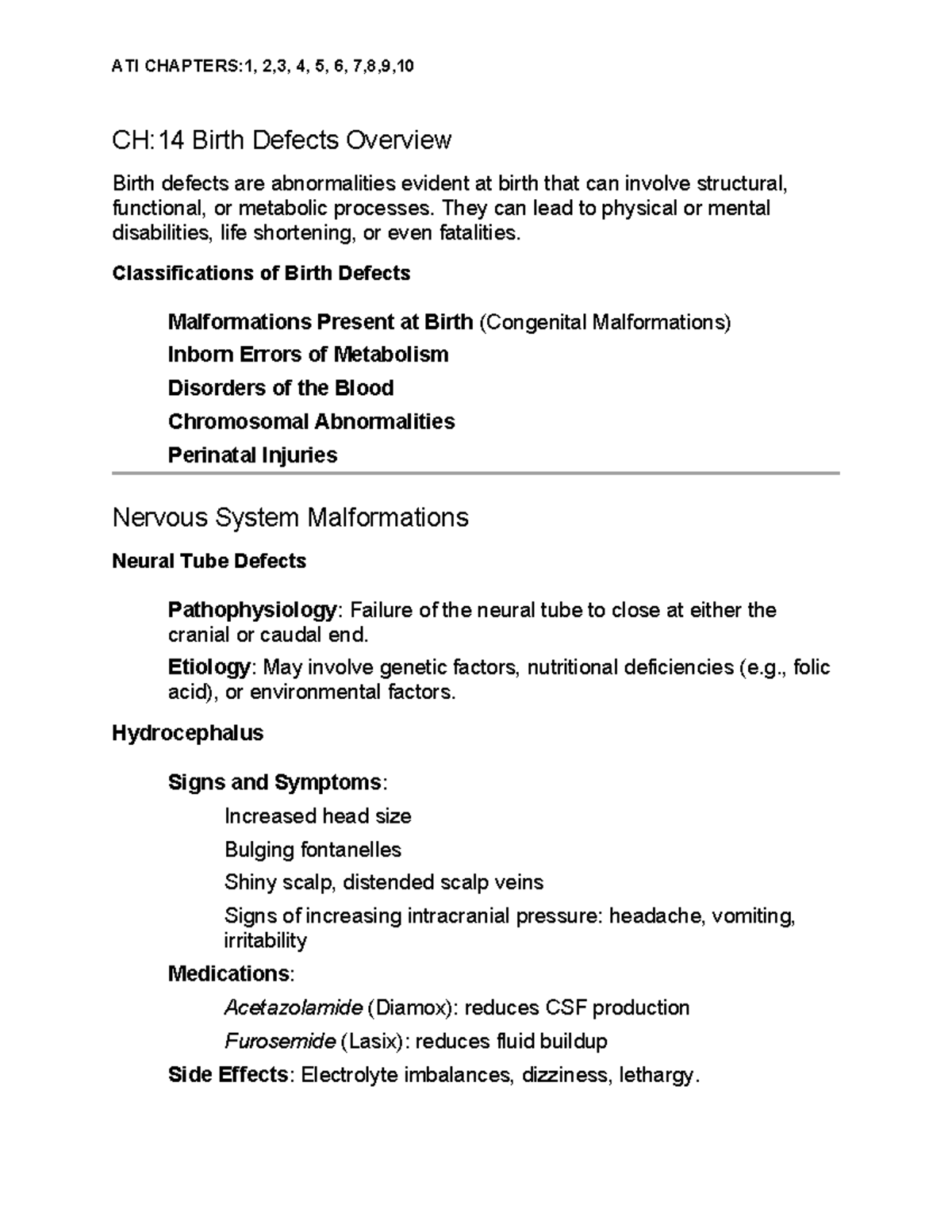 PEDS Slides TEST 3 - LPN PEDS TEST 3 - CH:14 Birth Defects Overview ...