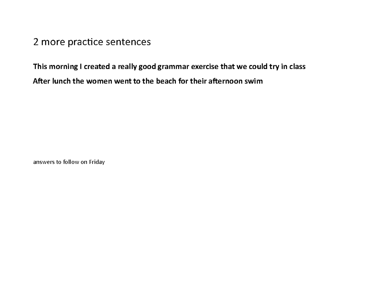 2. grammar examples with answers - 2 more practice sentences This ...
