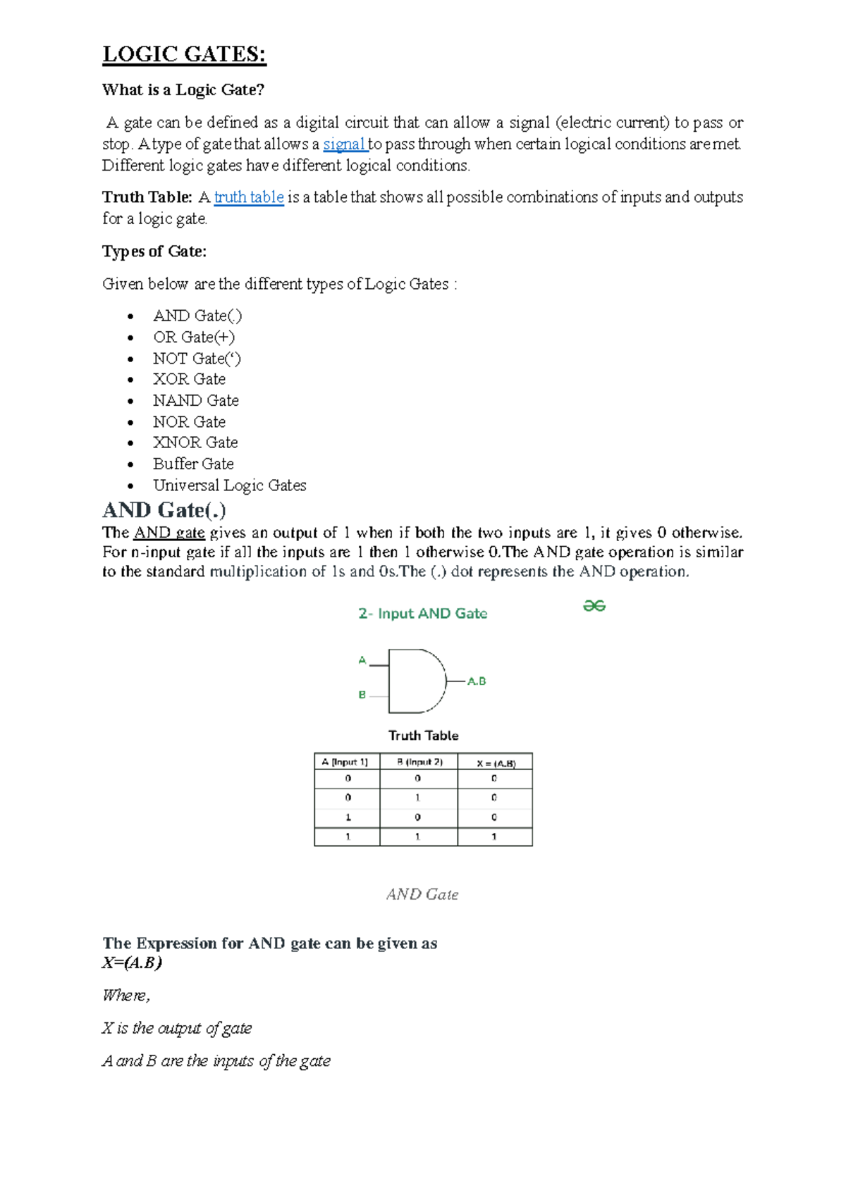 COA - Logic Gates: Unit 1 Topic Notes on Digital Circuits - Studocu