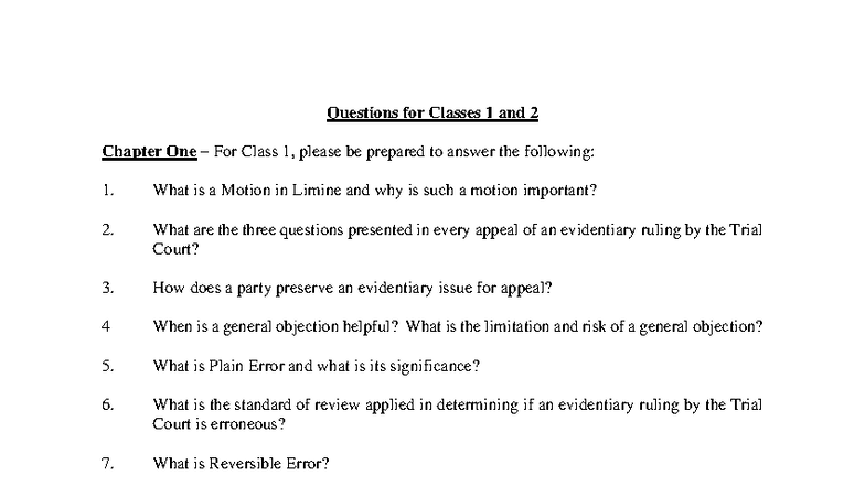 Class Questions for Chapters 1 & 2: Key Concepts Explained - Studocu