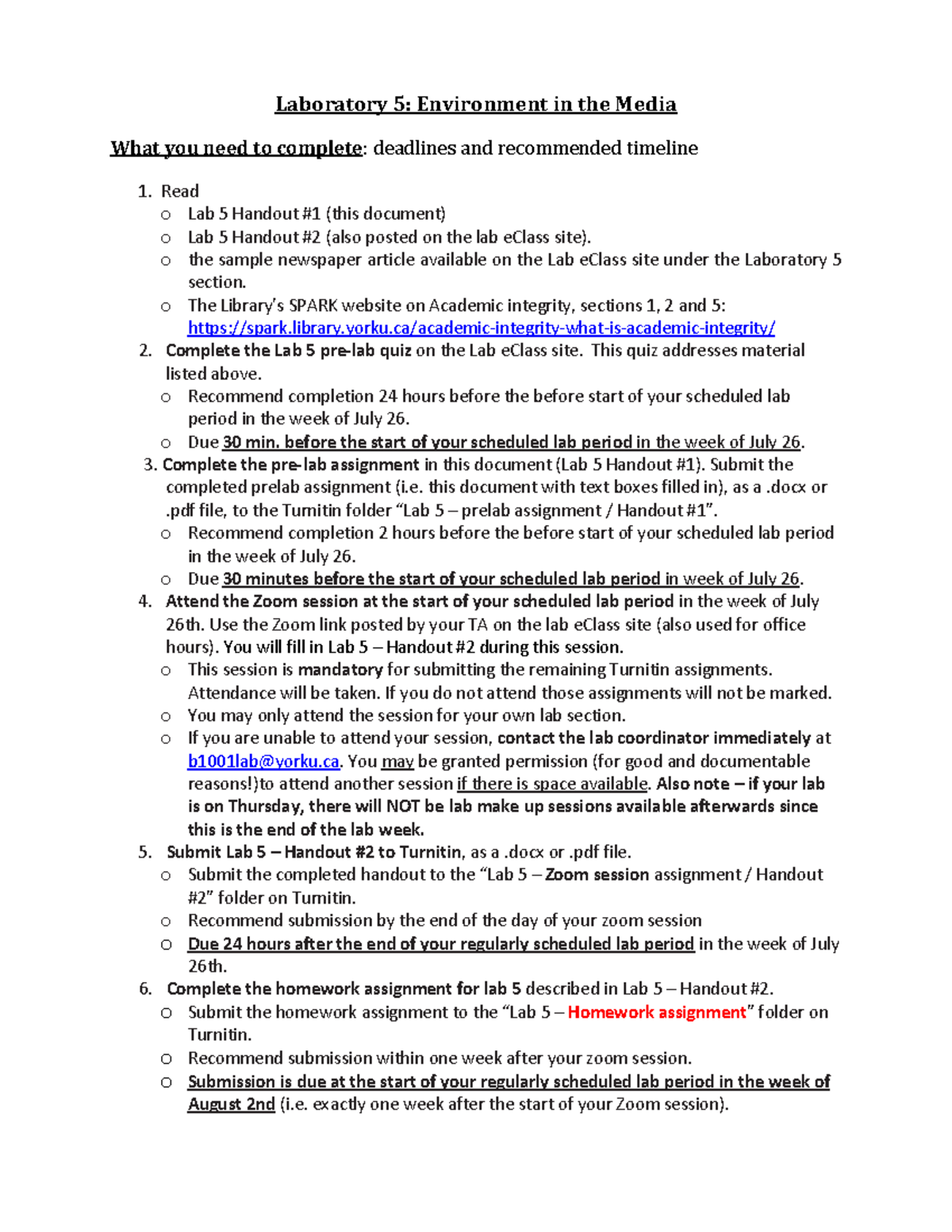 Lab 5 Pre-Lab Assignment Overview for BIOL 1001 - Studocu