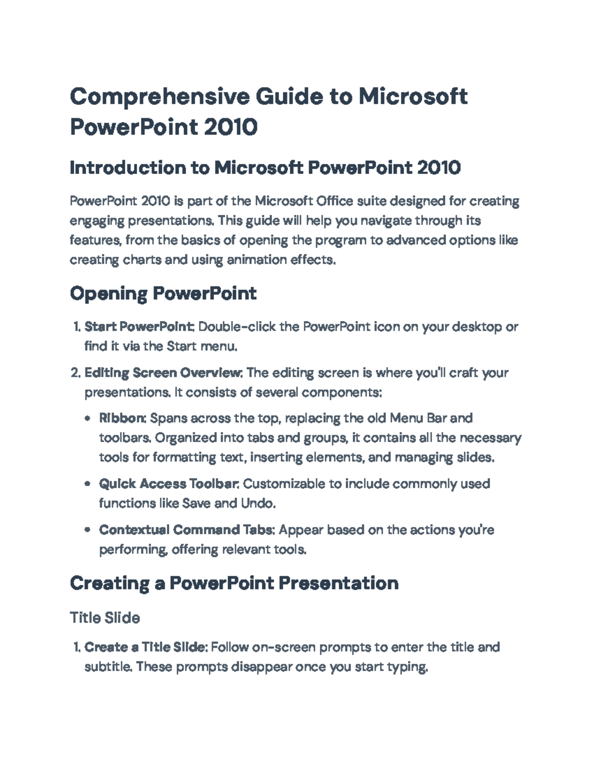 Comprehensive Guide to Microsoft PowerPoint 2010 - Comprehensive Guide ...