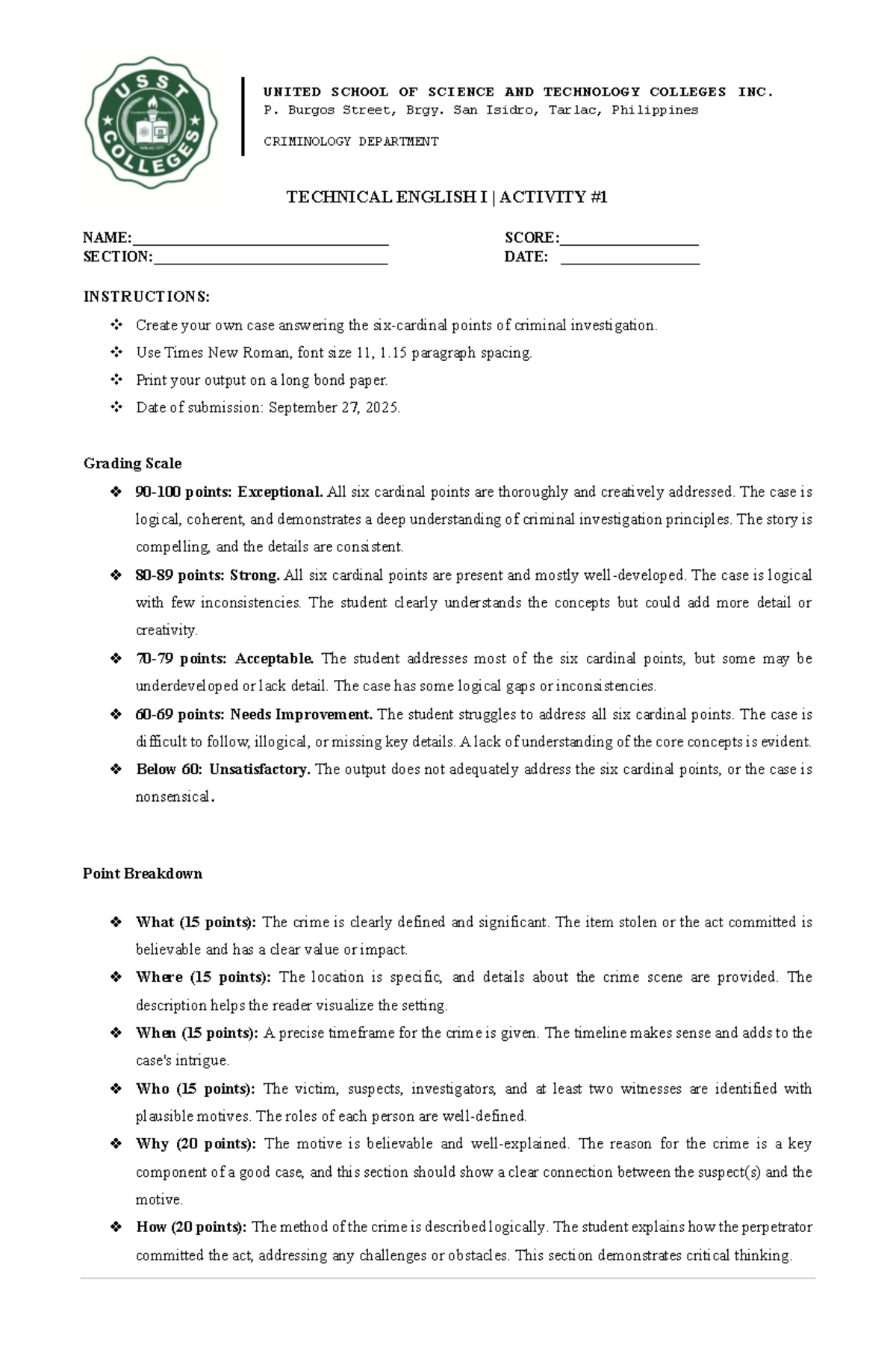 CDI-5 Technical English I Case Study Activity Instructions - Studocu