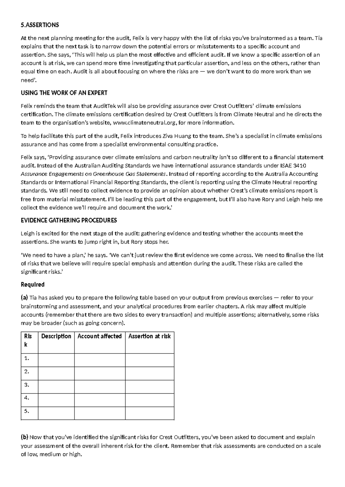 Audit Planning and Internal Controls for Crest Outfitters (ACCT 301 ...