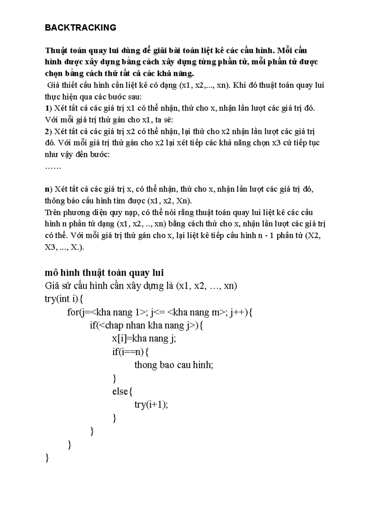 Back Tracking - c++ - Thuật toán quay lui dùng để giải bài toán liệt kê ...