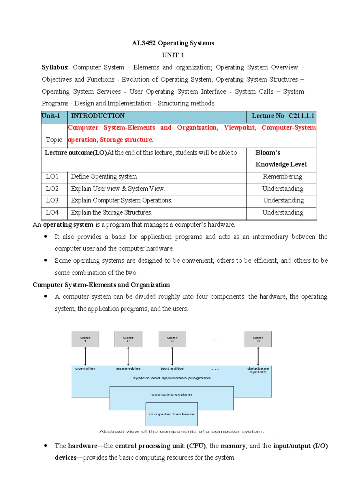 AL3452 OS UNIT-4 Lecture Notes: Storage Management & File System - Studocu