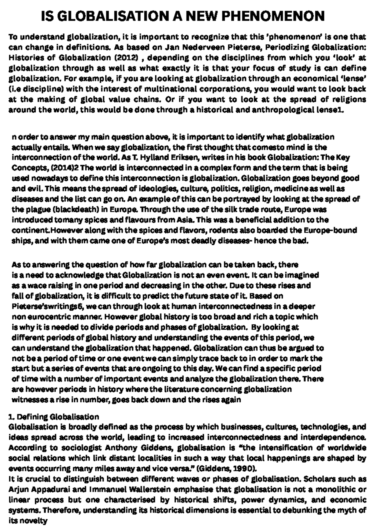 IS GLOBALISATION A NEW PHENOMENON? A COMPREHENSIVE ANALYSIS (POL 101 ...