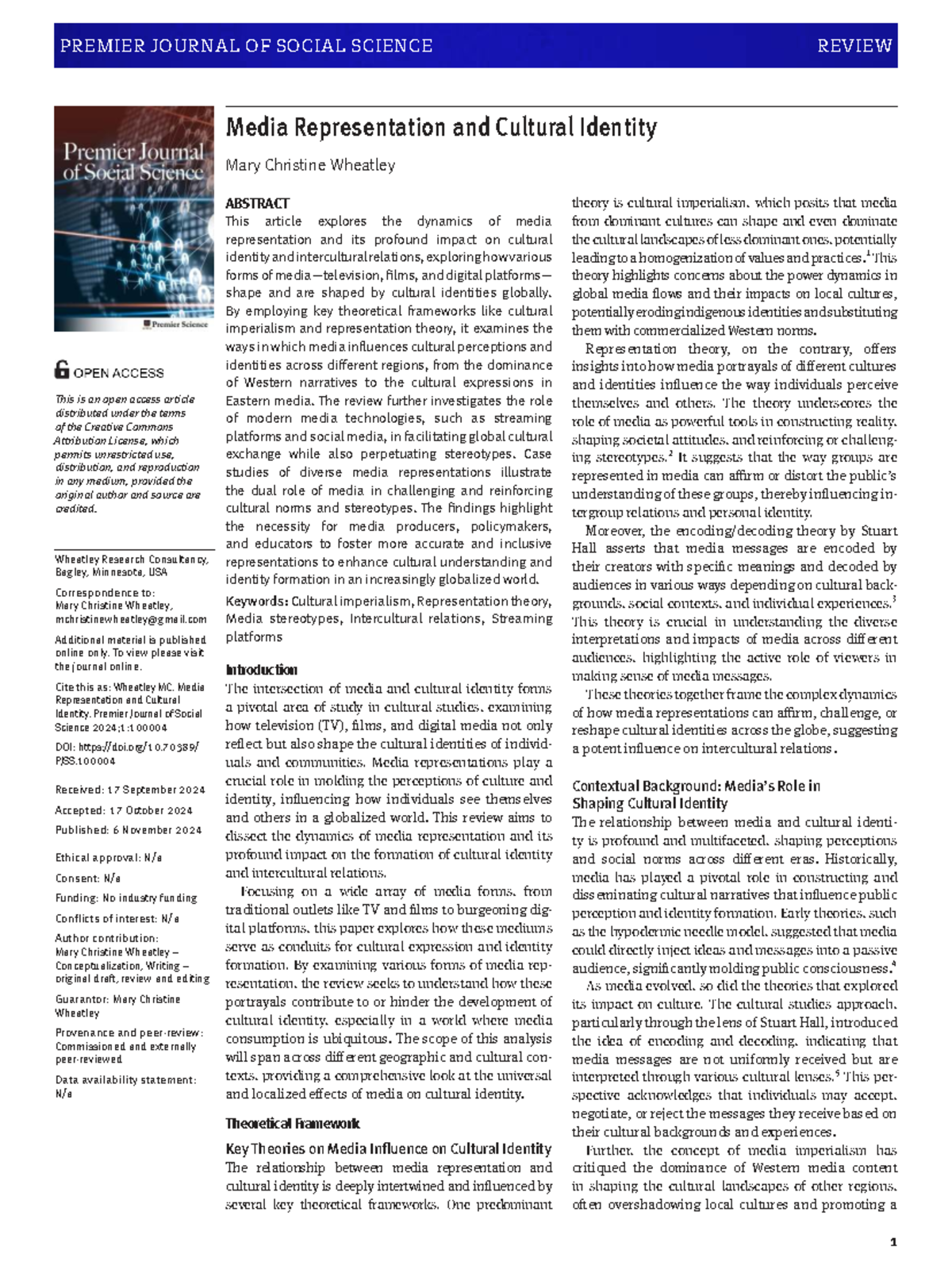 Media Representation and Cultural Identity: A Comprehensive Review ...