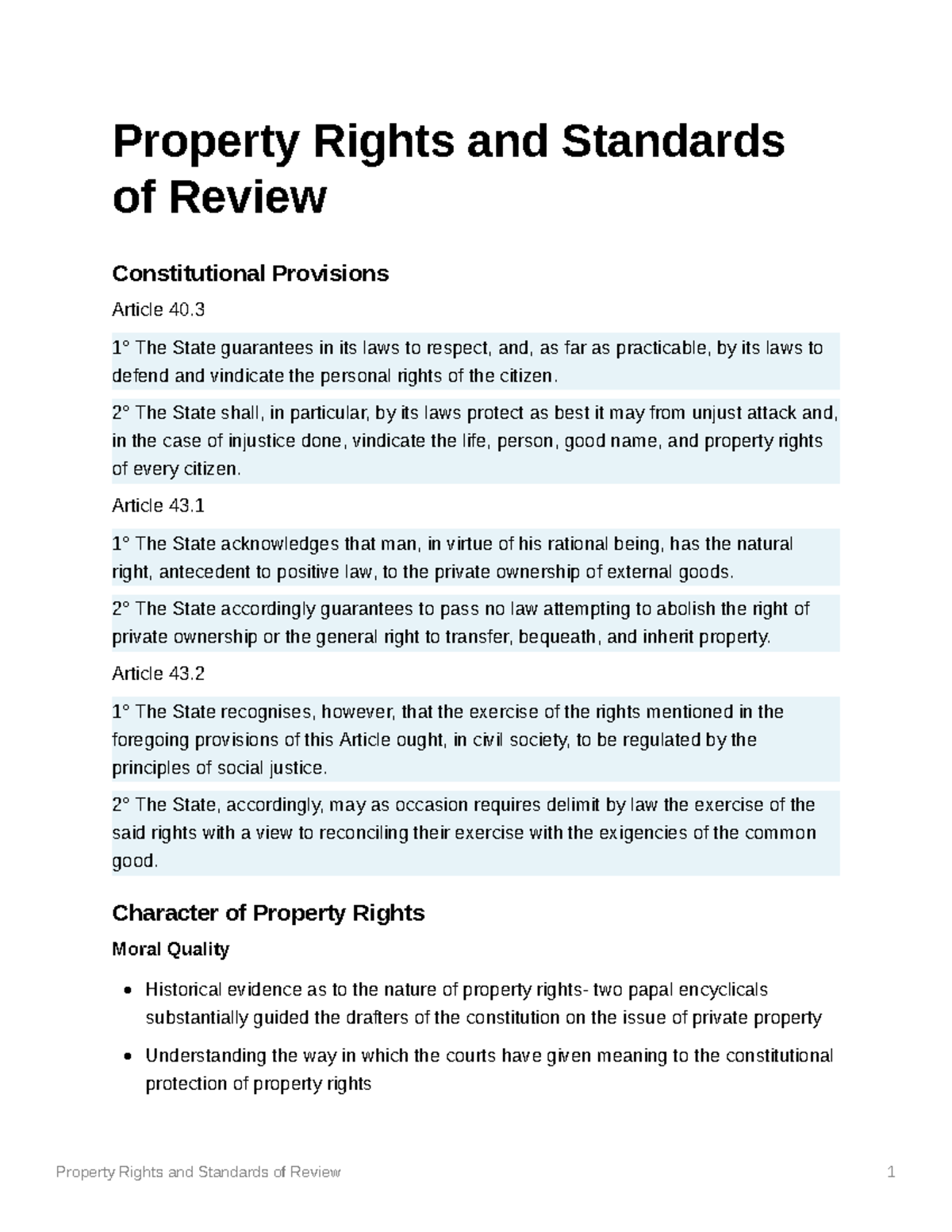Property Rights and Standards of Review - Property Rights and Standards ...