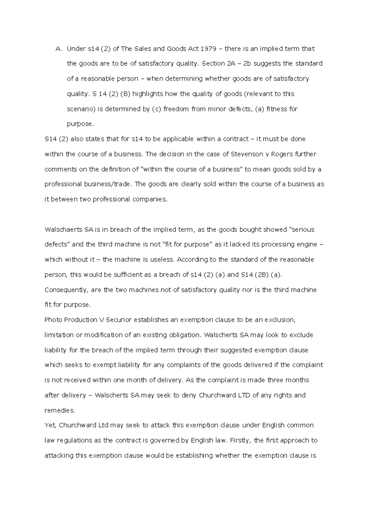 Contract Law Case Study: Key Concepts and Legal Analysis S2 - Studocu