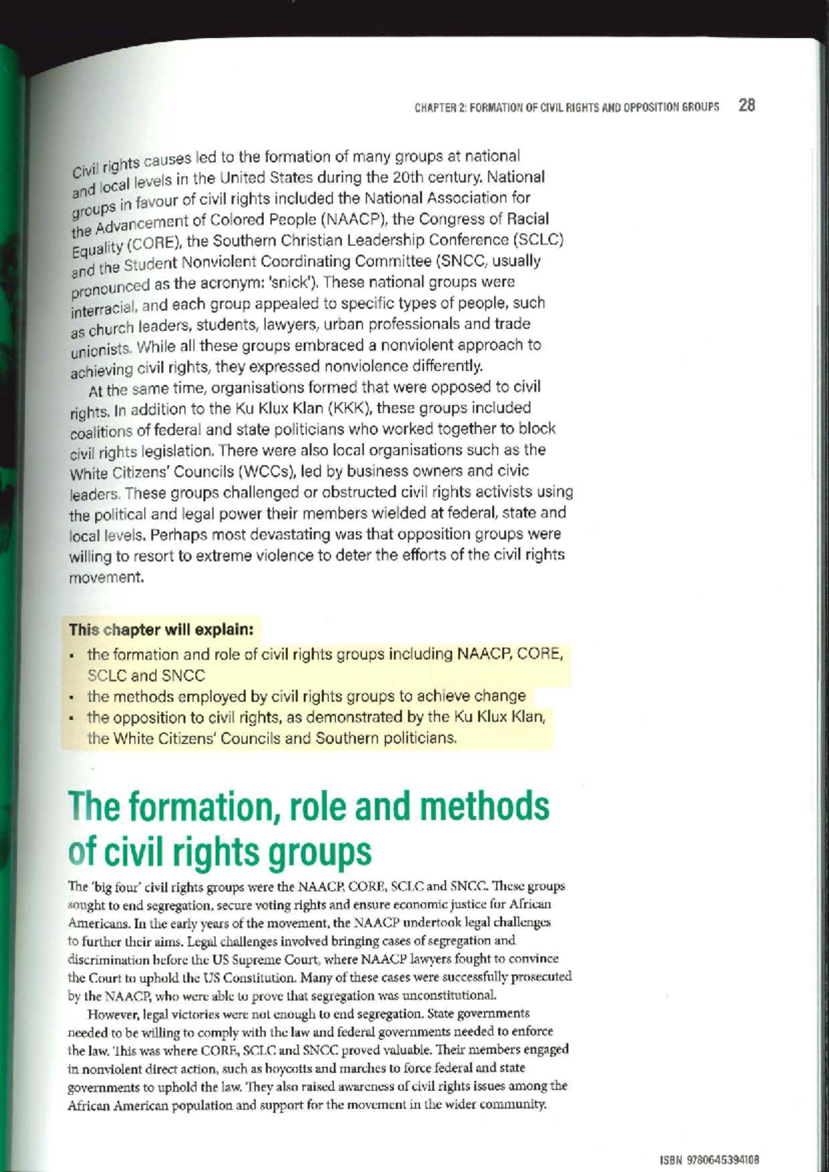 CHAPTER 2: FORMATION OF CIVIL RIGHTS AND OPPOSITION GROUPS - Studocu