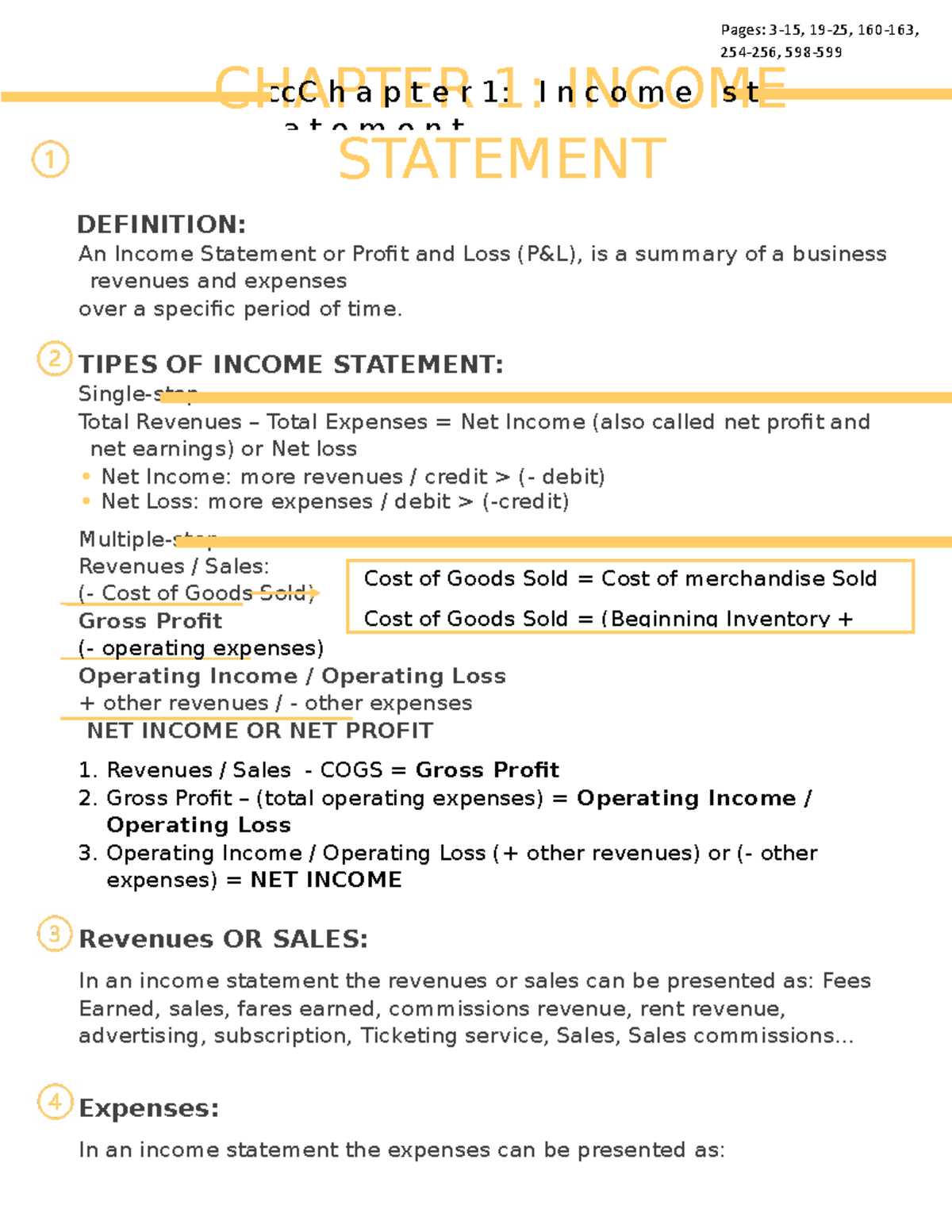 WEEK 1: Income Statement Overview and Key Concepts in Finance - Studeersnel