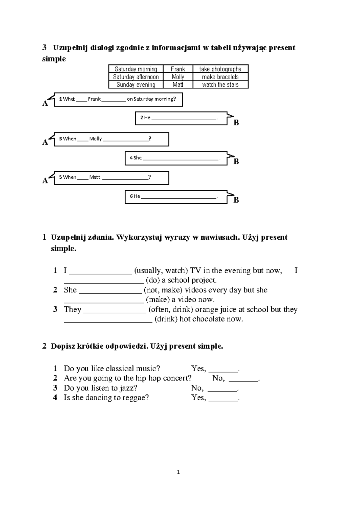 Together 5 - Unit 4 - Present Simple & Continuous Exercises - Studocu