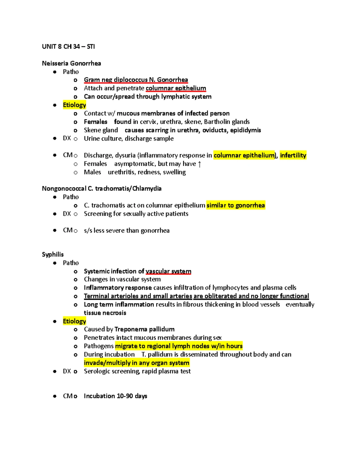 Patho Unit 4 - Exam 2 Notes on Infection Control & Oxygenation ...