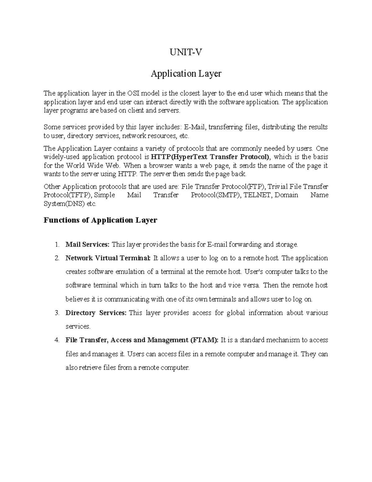 Application Layer Overview - Teaching Notes for CS101 - Studocu