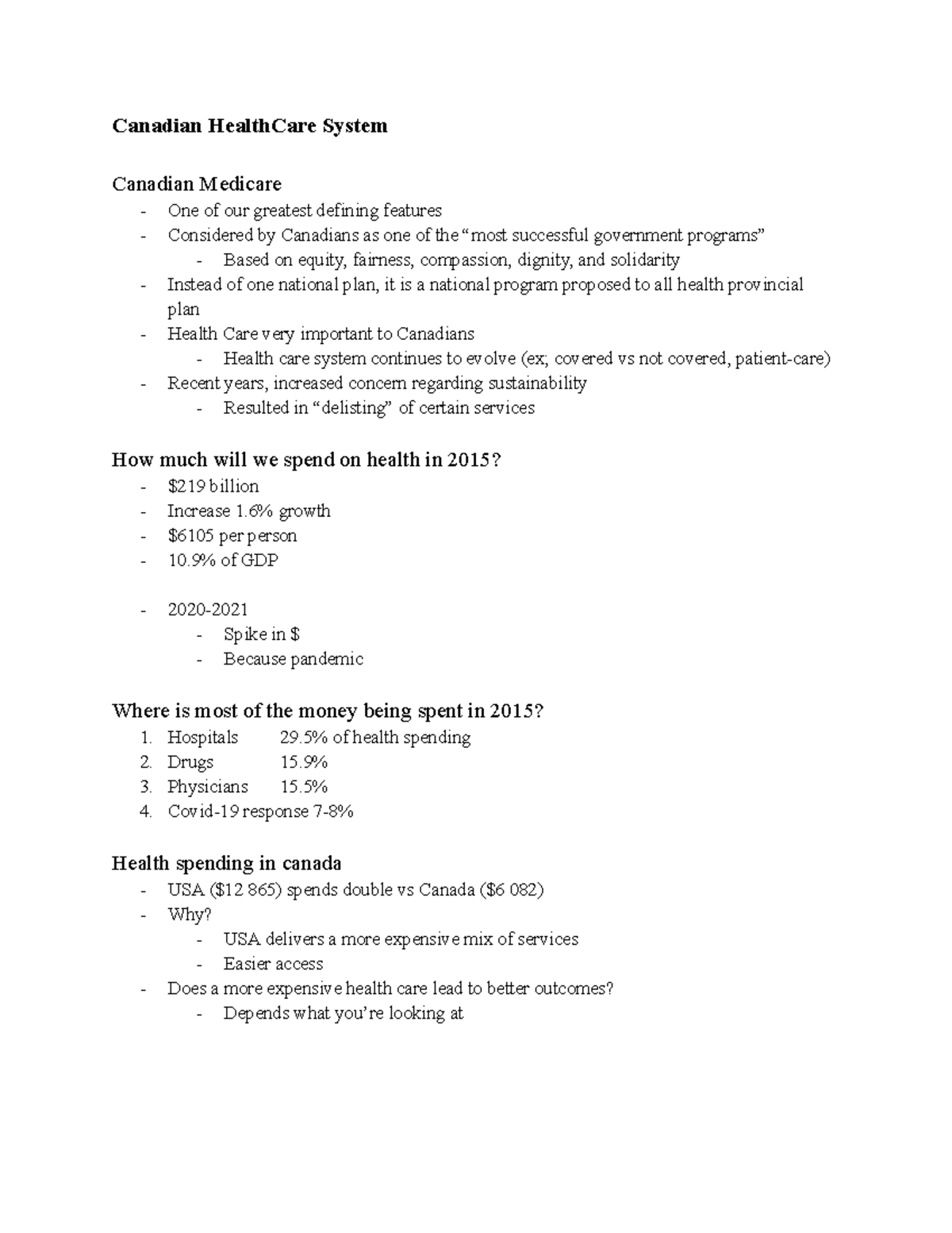 HE101 First Midterm Notes: Overview of the Canadian Health Care System ...
