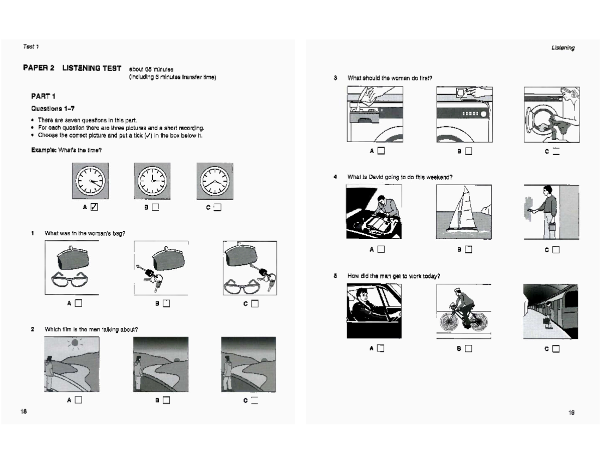 PET 3 Listening Test 1-4: Practice Questions and Answers - Studeersnel