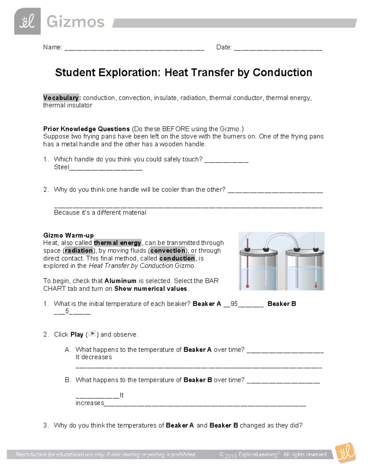Heat Transfer Conduction SE 1 - Name ...