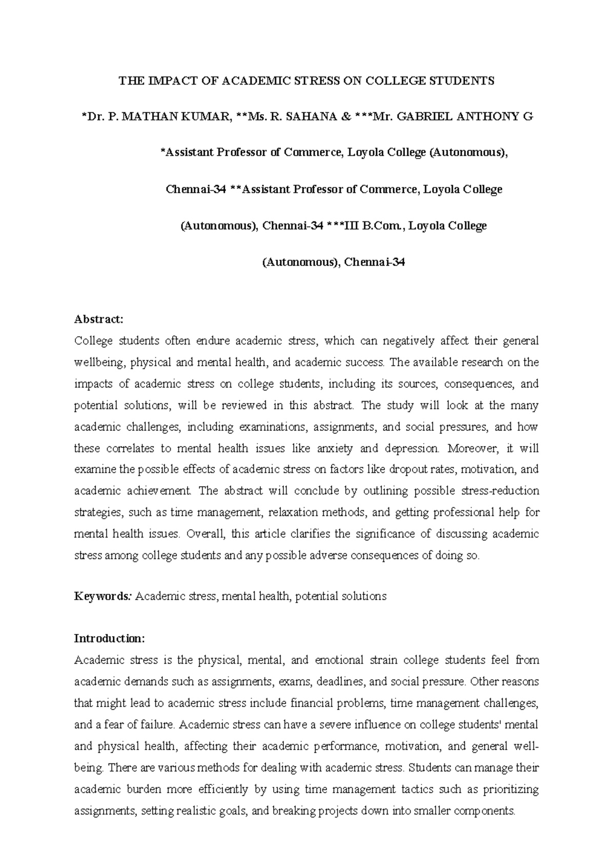 The Impact of Academic Stress on College Students: A Comprehensive ...