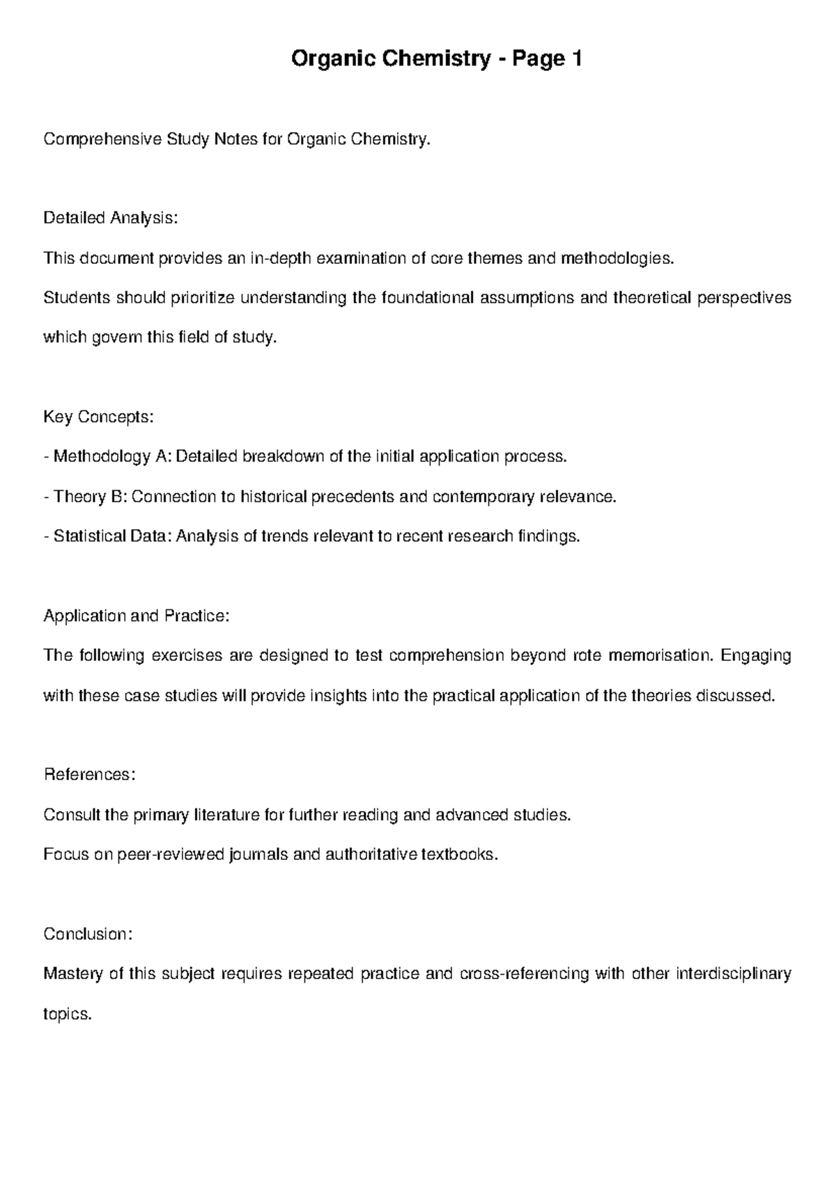 Organic Chemistry (OC 101) Comprehensive Study Notes - Studocu