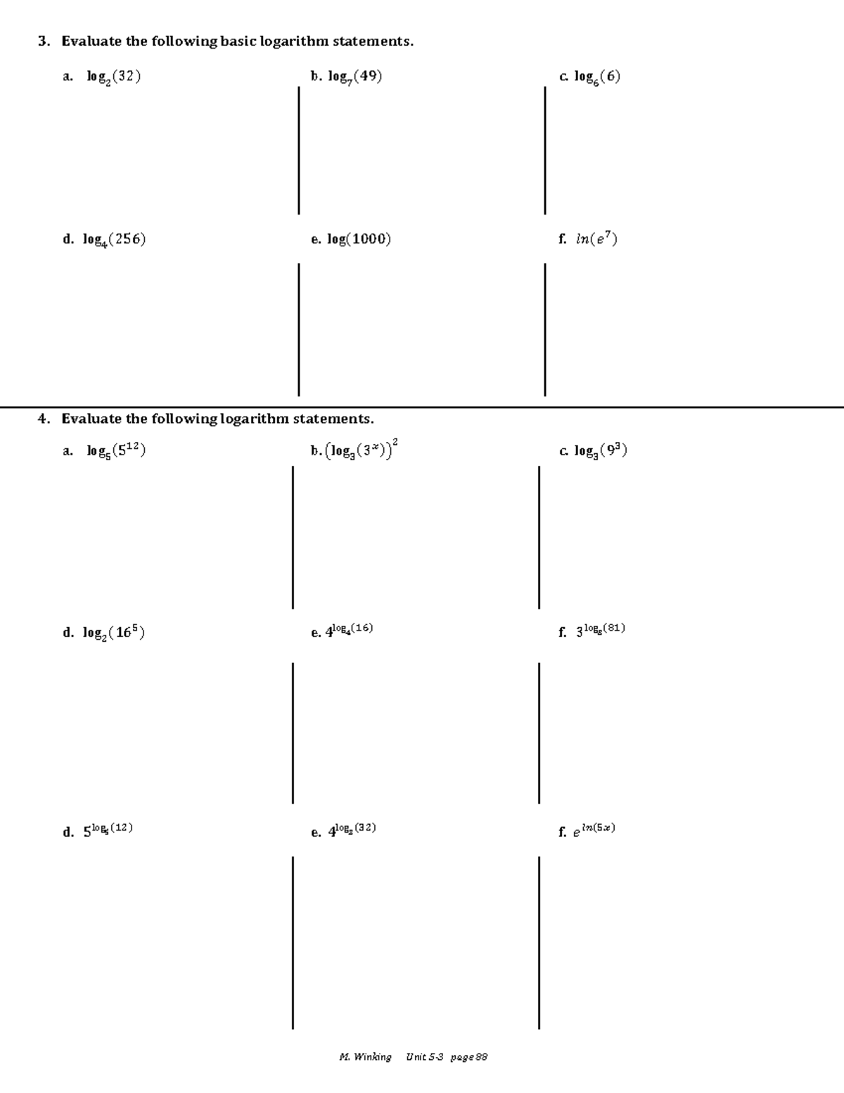 Logarithm Evaluation Questions - Page 3 to 4 - Studocu