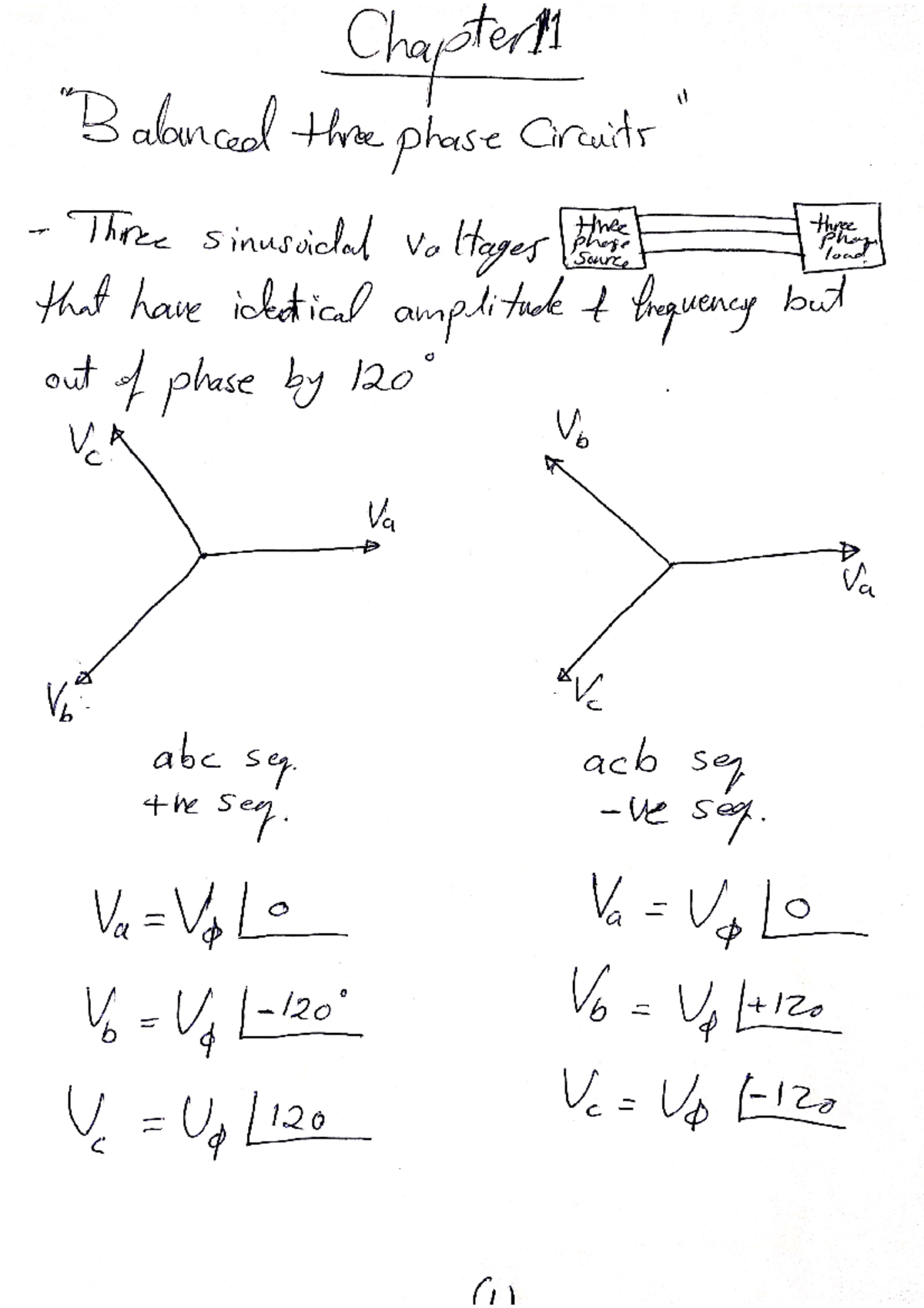 Chapter 11: Analysis of Balanced Three Phase Circuits (EE 101) - Studocu