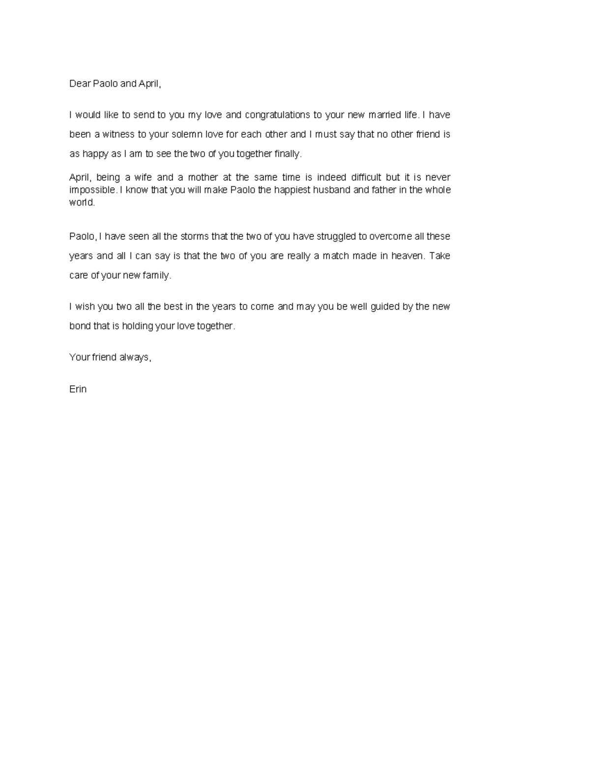 (4) LCC113 Sample Congratulatory Email for Newlyweds - Studocu