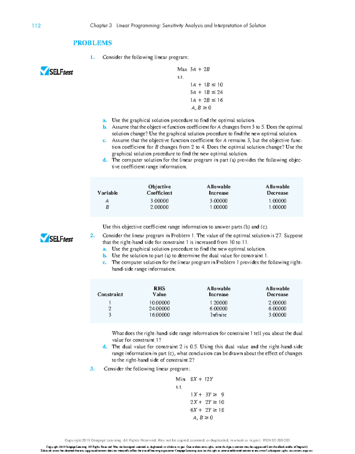 Chapter 3 Practice Questions: Linear Programming and Sensitivity ...