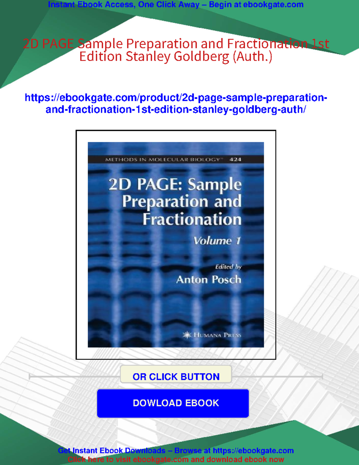2D PAGE: Sample Preparation and Fractionation, Volume 1 - 1st Edition ...