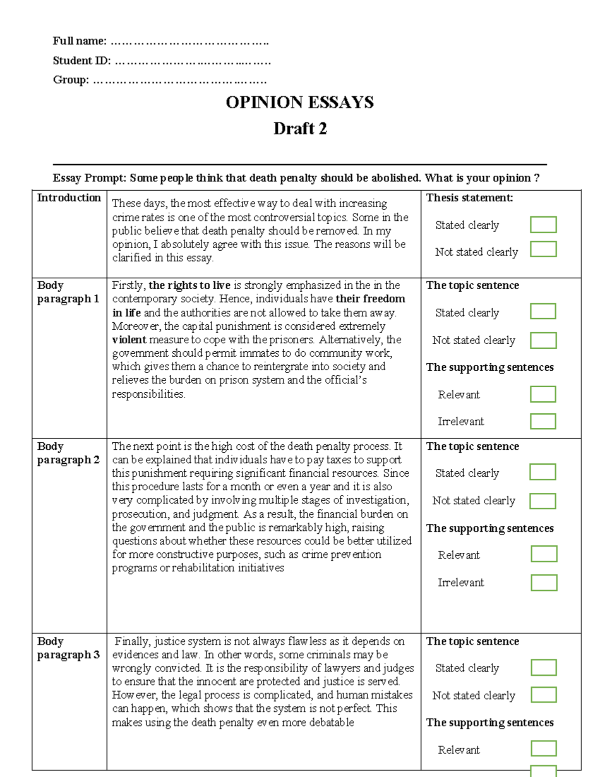 Opinion draft 2 - task2 - Full name ...