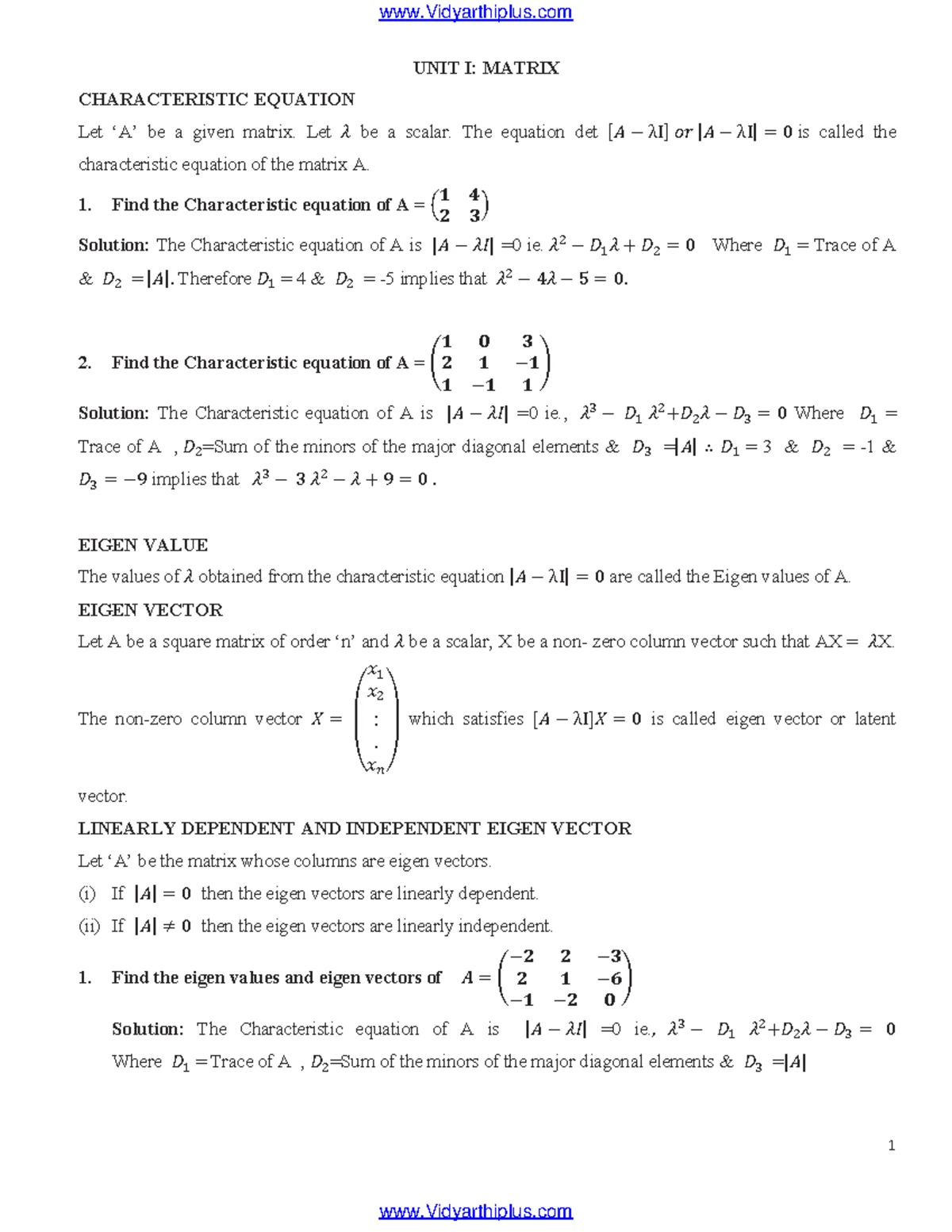 Case Study- Eigen values and Eigen vectors - Introduction Eigenvalues ...