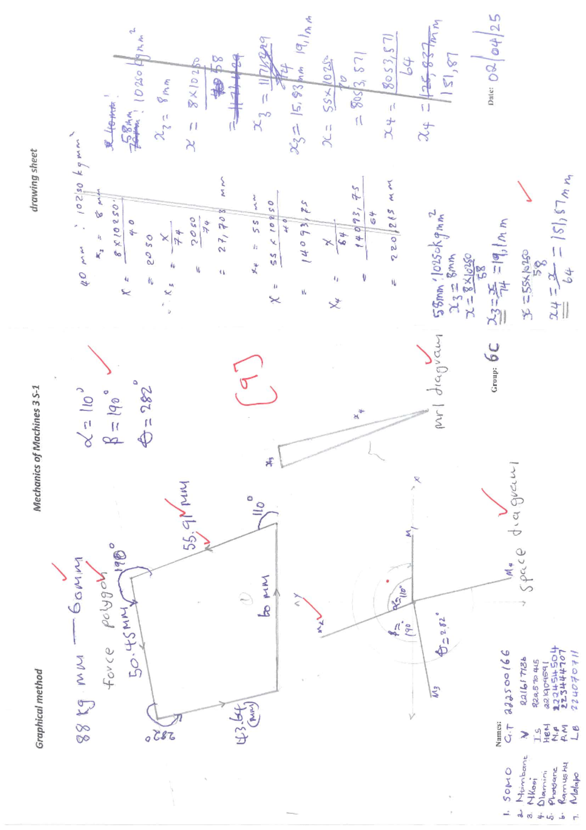 Graphical method mechanics of machines drawing sheet GRP 6C - Studocu