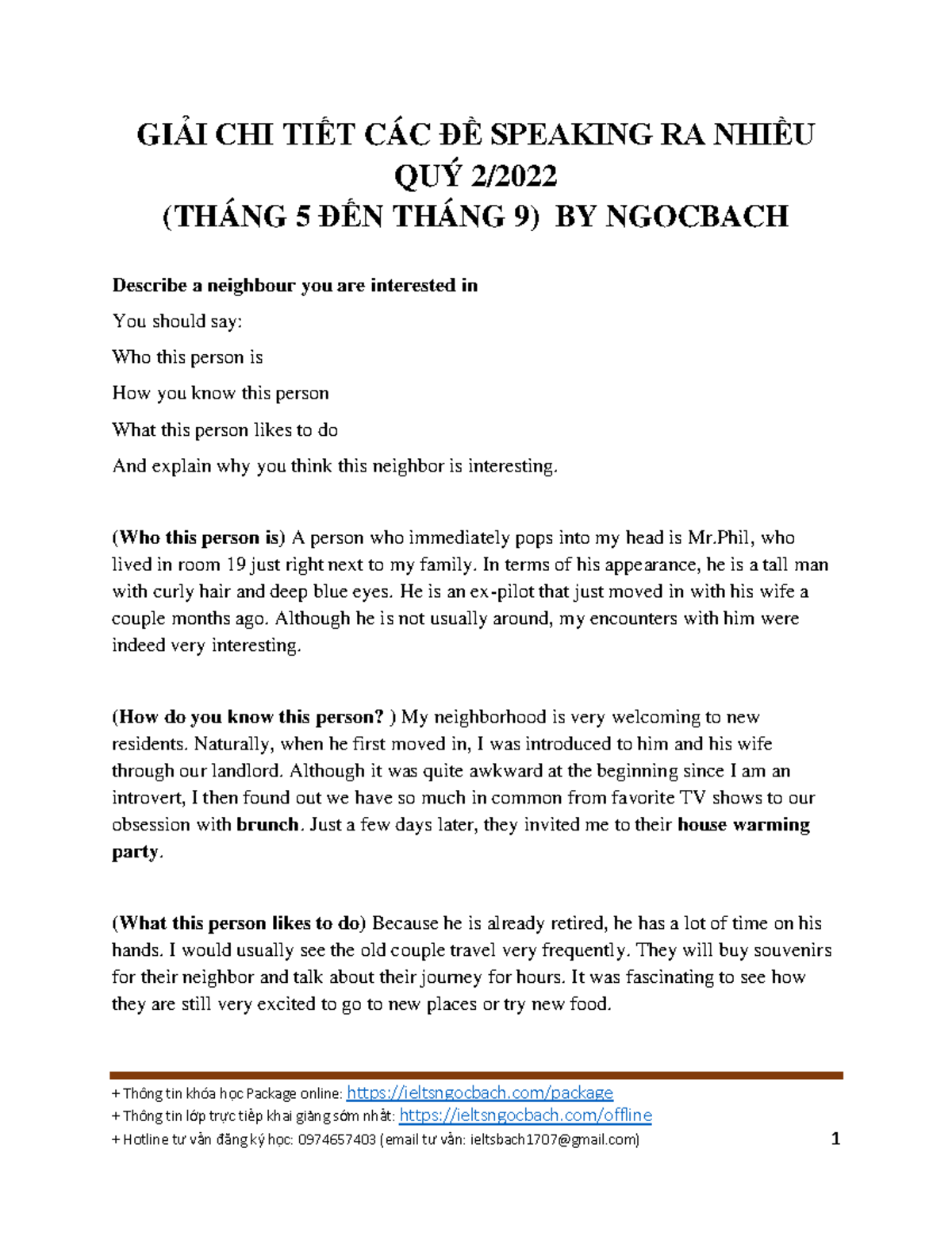 GIẢI CHI TIẾT CÁC ĐỀ Speaking RA NHIỀU Tháng 5 ĐÊN Tháng 9 2022 BY ...