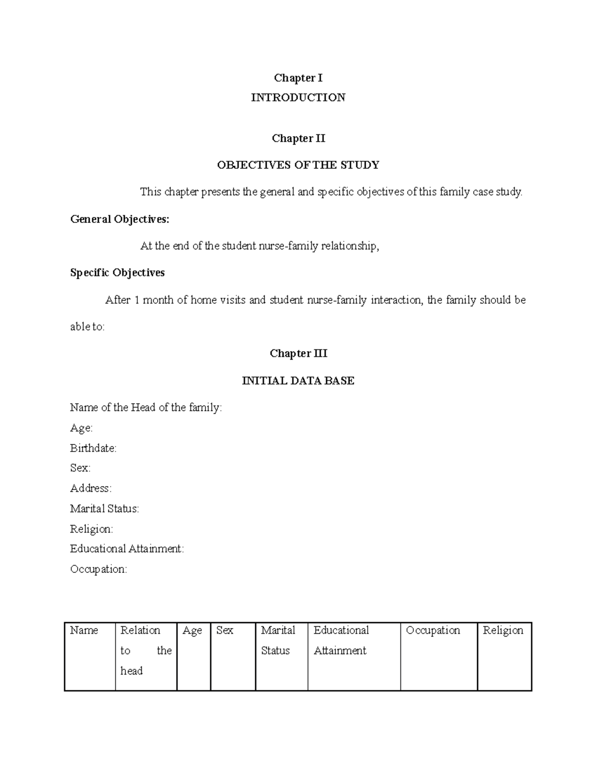 Family Case Study Template: Nursing Assessment & Intervention Guide ...