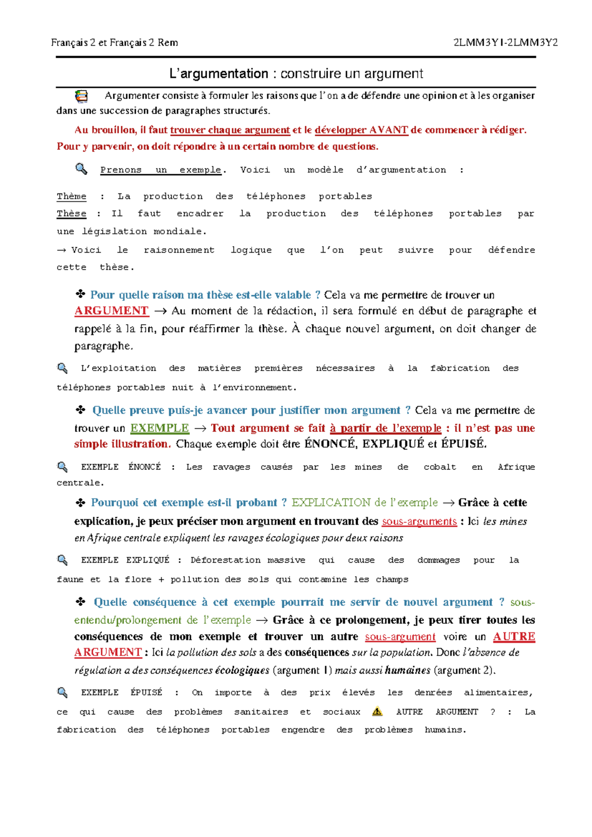 Français 2 - Construire un Argument : Guide de Rédaction - Studocu