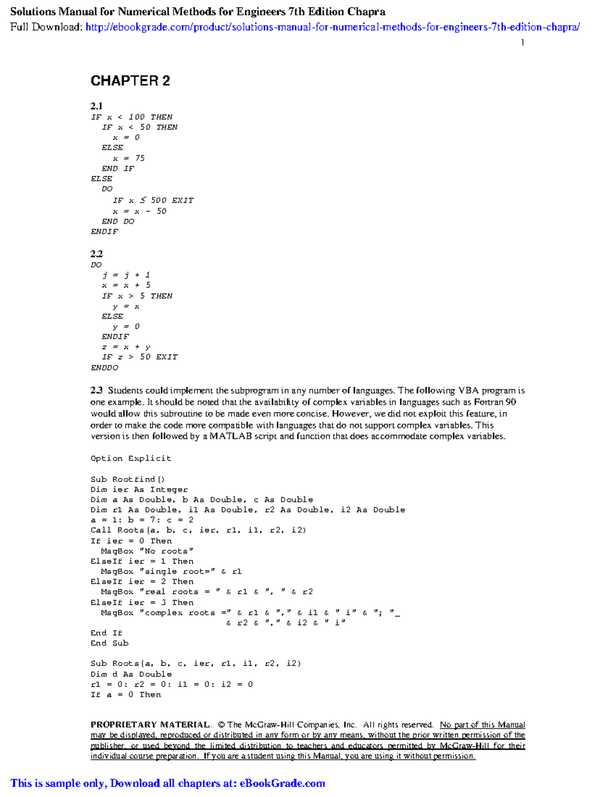 Numerical Methods for Engineers 7th Edition Solutions Manual - Studocu