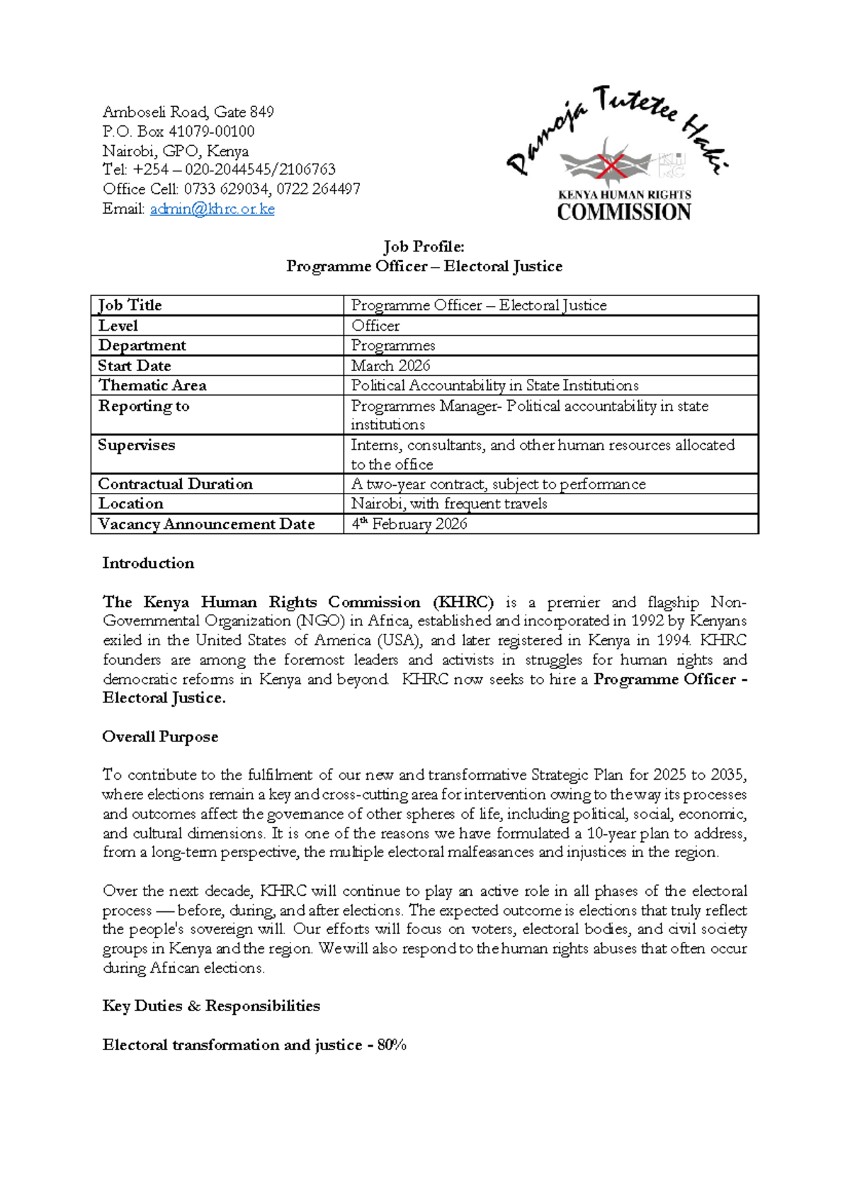 Programme Officer: Electoral Justice (Job Profile) - Studocu